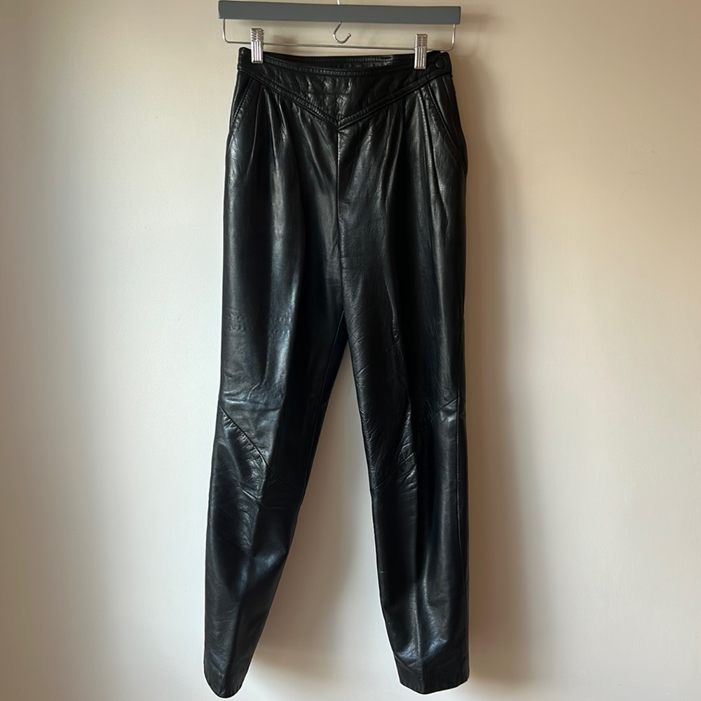 High waisted vintage leather pants